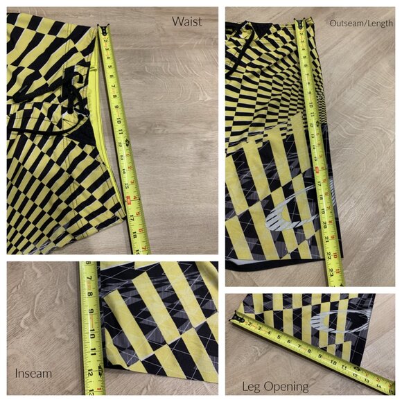 Y2K Oakley Surf Board Shorts Blade Men's Size 33 Yellow Black Ripstop Stretch - Picture 8 of 8